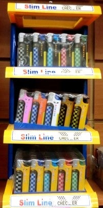 SLIM LINE CHECKER LIGHTERS DISPLAY #10320 – Universal Wholesale